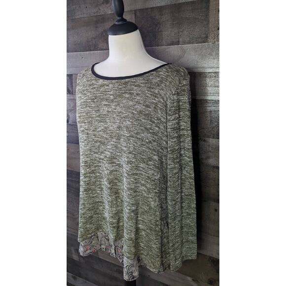 Poeme Layered Green light weight Sweater Blouse Size Large - Picture 2 of 7